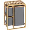 HOMCOM Cesto Portabiancheria Salvaspazio 50x32x69.7 cm Color Bambù e Grigio