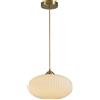 KCO Illuminazione Mid Century Modern Globo in Oro Applique a Sospensione in Ottone Spazzolato con Vetro Bianco Opale Applique da Cucina in Stile Casale a Sospensione Singola per Isola da Cucina