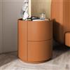 XDONE Comodino rotondo in legno massello bianco moderno e minimalista con doppi cassetti portaoggetti, comodino minimalista mini camera da letto moderna-comodino in legno massello ( Color : Orange , Size :