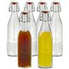 MA MAISON Set 6 Bottiglie in Vetro 500 Ml con Tappo Ermetico - Acqua, Vino, Limoncello, Liquore, Bevande, Succhi, Frizzante, Naturale - Bottiglia Costolata Trasparente da Tavola