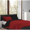IlGruppone Copripiumino 100% Cotone Matrimoniale Double Face Made In Italy Bicolore Sacco e Federe Due Piazze Set Letto (Rosso - Nero)