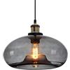 ZTTECH Lampada a Sospensione in Vetro Grigio Fumo 28 cm Stile Industriale Vintage Regolabile per Cucina Camera da Letto Sala da Pranzo Compatibile con Lampadina E27 (Grigio Fumo)