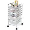 COSTWAY Carrello con 6 Cassetti e Ruote, Cassettiera in Plastica, con Due Dimensioni di Cassetti, Contenitore Multiuso per Casa Bagno e Ufficio, 37 x 74 x 32cm (Trasparente)