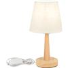 LIGKIN Lampada da Tavolo Moderne con Paralume in Tessuto Bianco E27 Lampada da Comodino in Legno con Interruttore Lampade da scrivania per Camera da letto Soggiorno
