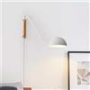 AoLa Lampada da parete in legno vintage Con interruttore e spina Luce da parete regolabile Applique a braccio orientabile per interni E27 con cavo Lampada da lettura a braccio lungo orientabile