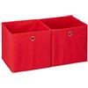 Relaxdays 4 scatole portaoggetti in tessuto, quadrate, per scaffali, in tessuto, a forma di cubo, 30 x 30 x 30 x 30 cm, rosso