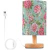 Kcldeci Lampada da comodino rosa blu e verde fiori per camera da letto fattoria comodino lampada da scrivania per soggiorno dormitorio ufficio studio