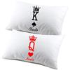 fashwork Coppia di federe matrimoniali divertenti PERSONALIZZABILI King & Queen picche cuori SanValentino Anniversario Matrimonio Innamorati simpatiche
