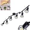 hofstein lampada da soffitto Baripada, faretto da soffitto a 6 luci in metallo nero, lampada da soffitto retrò, 6 x E14, le teste delle lampade possono essere ruotate e orientate, senza lampadina/e