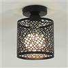 Mengjay Moderno Plafoniera Lampadario,Semi-Flush Mount Vintage Industriale Soffitto Luce, Lampada a Sospensione in metallo gabbia ferro per corridoio,Cortile,Lampada per Camera da letto (Nero)