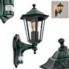 hofstein Lampada da parete per esterni Loria, lampada da parete con sensore di movimento, aspetto antico, in metallo/vetro, colore: nero/verde/trasparente, lampada da parete in stile rustico, lampada da