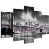 B&D XXL - Quadro New York 200x100 cm 5 Pezzi - Stampa su Tela Canvas con Struttura - Quadri Componibili Moderni Soggiorno Grandi - Murale Arte Decorazioni da Parete Decori - Città 030102-25