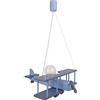 IPP Lampadario a Sospensione per Cameretta Bimbi, Lampada Aereo in Legno Colorato, 45x42 cm (Celeste)