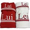 RICAMI FIORENTINI BALDI Set 4 asciugamani con ricamo LUI e LEI, spugna di cotone 100% 400 gr/mq, 4 pezzi: 2 viso+2 ospite. Idea regalo. Prodotto artigianale toscano (rosso,bianco)