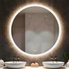 Marctani Specchio Bagno LED Rotondo [80] cm - Luce Dimmerabile 3 Colori (3000K-6000K) e Antiappannamento - Vetro Temperato HD, Interruttore Touch, Memoria - Design Moderno Senza Cornice