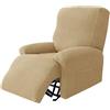 CLGTY Elastico 4-Pezzo Copripoltrona Relax Reclinabile 1 Posto, Morbido Jacquard Tessuto Copripoltrona Relax Reclinabile Elettrica Con Tasche Copripoltrona Per Pets Bambini-cammello-1 posto