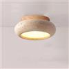 Generico Plafoniera Soffitto in Pietra Naturale Travertino, Stile Giapponese Vintage LED 18W, Lampada da Soffitto Moderna per Camera da Letto Cucina Ingresso Bagno(Natural wood color)