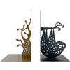 IlGruppone Set 2 Pezzi Fermalibri in Metallo AntiGraffio per Mensole Libreria Design Moderno Antiscivolo Mensola Decorazione Casa Ufficio Scrivania CD Riviste Idea Regalo Organizzatore - Civetta