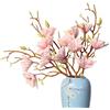 cn-Knight 3 rami di fiori di magnolia artificiali, stelo lungo 78,7 cm, fiori finti di alta qualità per decorazioni per la casa, centrotavola e composizioni per matrimoni, rosa