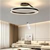 LIUYU Plafoniera LED Soffitto 50 cm, Nero, 58W, Lampadario Soggiorno Moderno Rotondo ad Anello Dimmerabile con Telecomando per Camera da Letto 3000K-6000K