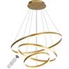 BEHWU Moderna Lampada a Sospensione a LED Anelli Lampada a Sospensione Altezza Regolabile Lampadario a Soffitto Moderno Dimmerabile 3000k-6000k con Telecomando per Soggiorno Camera da Letto Sala da Pr