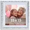 Victor Rubens Cornice portafoto, 15 x 15 cm, bianco e argento, telaio: 30 x 20 mm, con vero vetro, stile barocco vintage, quadrata