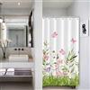 Bovlleetd Tenda da Doccia per Piante Piccole Salvia Foglia Verde Rosa Farfalla Viola Floreali Tenda da Doccia per Singolo Camminare RV Decor Tessuto Bagno Poliestere Impermeabile 92x183cm