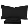 PASSION Completo letto, set lenzuola, Materiale 100% Puro Cotone, Lenzuola sopra, Lenzuolo sotto e 2 Federe da Letto, Biancheria da Letto Tinta Unita, Made in italy (Matrimoniale, Nero)