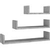 vidaXL 3X Mensole a Muro Robuste Resistenti Moderne Espositori Libri CD Scaffali a Sospensione Mobili Pensili Grigio Cemento in Truciolato