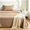 VKZ Set Lenzuola Singolo Cotone con Angoli, Completo Letto Singolo in Puro Cotone per Biancheria da Letto Confortevole e Durevole,BEIGE