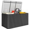 Outsunny Baule da Esterno da 380L Impermeabile in HDPE, Cassapanca Contenitore da Esterno con Coperchio a Leva e 2 Maniglie Laterali, Protezione UV, 115x60x60 cm, Nero e Grigio