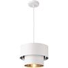 lux.pro Lampada a Sospensione con Doppio Paralume Cilindrico Ø 30 cm in Tessuto Lampadario ad Altezza Regolabile Lampada da Soffitto per Soggiorno Salotto Ingresso - Bianco/Argento