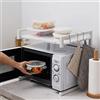 LANTUS Supporto estensibile in metallo, Rastrelliera per Forno a microonde, ripiano espandibile e Regolabile in Altezza,Organizer da Cucina a 2 Livelli (42 cm (40-65 cm) - bianco)