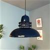 bamyum Torcia Lampada a Sospensione Industriale, Lampadario da Soggiorno 34 cm, Lampadario da Cucina in Metallo, Lampada Vintage Camera da Letto, Plafoniera, Lampada a Sospensione Industriale Blu Marine