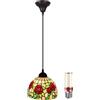 Uziqueif Y, Tiffany Lampada a sospensione,Plafoniera a sospensione da 8, Paralume in vetro, per cucina, Lampadario vintage per sala da pranzo, Soggiorno, Altezza regolabile