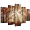 B&D XXL - Quadro 100x50 cm 5 Pezzi - Stampa su Tela Strutturata XXL Grande - Quadri Moderni Componibili Camera da Letto Matrimoniale - Stampe da Parete Arte - c-B-0189-b-m Bosco Natura Albero