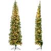 COSTWAY Albero di Natale Mezzo 210 cm, Albero di Natale Artificiale Metà con 150 Luci LED, 450 Rami Folti e Base Pieghevole in Metallo, Ideale per Casa, Ufficio, Negozi e Hotel, Verde