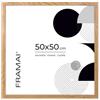 FRAMAI® Cornice portafoto 50x50 cm in colore quercia, cornice in MDF ecologico con plexiglass anti-rottura, gancio e supporto