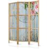 murando - Paravento Decorativo Monofacciale Fiori 135x172 cm 3 Pannelli Divisori - Stampa su un Lato su Tela in TNT - Separe Divisorio per la Casa Legno Stile Giapponese - Floreale b-C-0510-bh-d