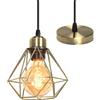 iDEGU Lampada a Sospensione Industriale, 16CM Lampadario a Sospensione Vintage in Metallo E27 Lampada da Soffitto Design Gabbia Retrò Lampadario per Camera da Letto, Cucina, Soggiorno (Bronzo)