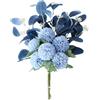 HAOSHICS Bouquet di fiori artificiali, ortensia, crisantemo, fiori di seta artificiali per decorazione, centrotavola per tavolino da caffè (blu)