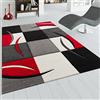 Paco Home Tappeto Di Design Orlo Modello A Quadri Nei Colori Bianco Rosso Grigio Nero, Dimensione:240x330 cm