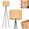 hofstein Lampada da terra Cavaca, lampada in legno/vimini/rattan nei colori naturali/nero, dal design scandinavo con paralume rotondo (Ø 40 cm) e interruttore a pedale, altezza 155 cm, 1 x E27, senza lampadina