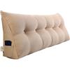 RAKTOV, cuscino per schienale con testiera triangolare, grande cuscino da lettura doppio per letto a giorno, cuscino con forma a cuneo per letto a giorno con copertura rimovibile, 120x50x20 cm, beige