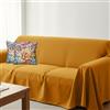 HABITA 33 HOME Telo copridivano 3 posti 250x290 cm con 2 federe cuscini - copridivano antigraffio gatto e cane, sofa cover per divani e poltrone, Telo No stiro con 2 federe digitali Made in Italy (Giallo Corallino)