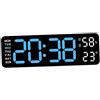 Generic Orologio da Parete Digitale LED con Temperatura e Settimana, Moderno da Tavolo Sospeso per Soggiorno - Luce Blu Bianca