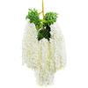 HAOSHICS 12 Pezzi Fiori Artificiali di Glicine Pendenti Fiori Finti Vite di Glicine Fiori di Seta Finto Cordone di Glicine per Arco Esterno Matrimonio Festa Casa Giardino Decorazione (Bianco)