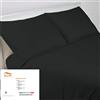 Biancheriastore New style at home Completo Lenzuola Nero In 100% Cotone, Per Letto Matrimoniale, In Tinta Unita Nero, 4 pezzi