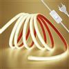 HEGEHE - Striscia LED COB 230V 0,5m, ogni 10cm può essere tagliato una volta, flessibile impermeabile IP65, striscia neon LED FCOB 240 LED/m 90+, con interruttore [Luce bianca naturale 4000K]