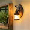 Kaichenyt Lampada da Parete Retrò in Nero in Vetro e Metallo con Base in Legno Stile Vintage Rustico per Decorare Corridoio per Ristorante, Casa, Bar, Camera da Letto, E27 (senza Lampadina)